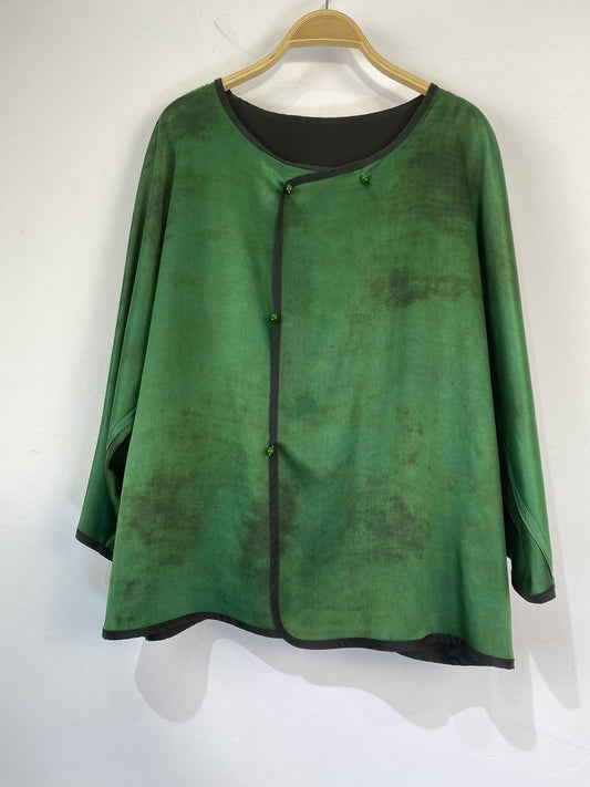 Green Tie-Dye Cardigan for Women