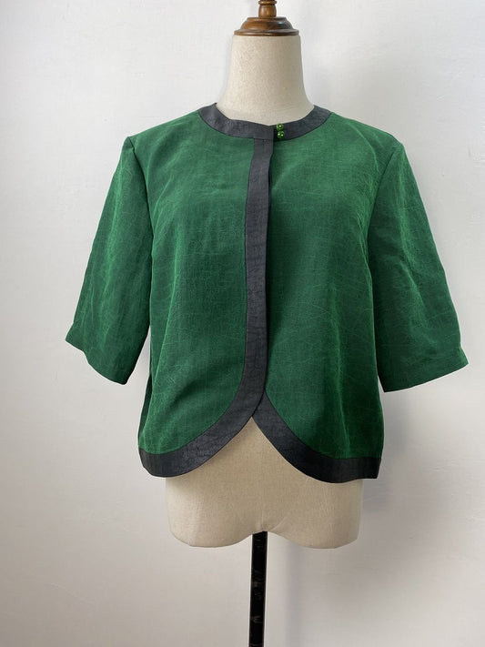 Tortoise-print Contrasting Irregular Short Coat