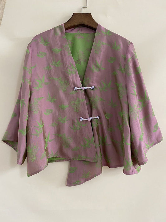 Casual Buttoned Jacquard Shawl Short Jacket