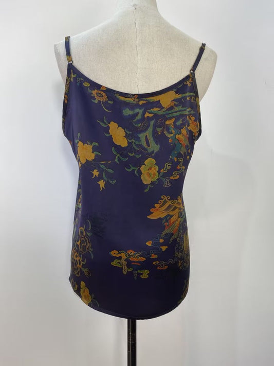 Dark Blue Retro Adjustable Strap Camisole