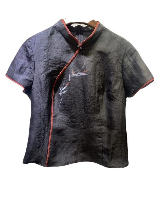 Hand-painted Short Sleeve Chinese Shirt